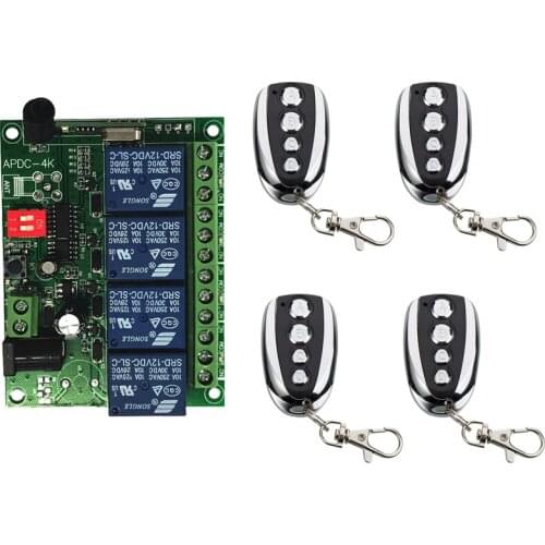 DC 12V 4CH 10A Relay Wireless Lighting Remote Control Switch Receiver+Transmitter,315/433 MHz