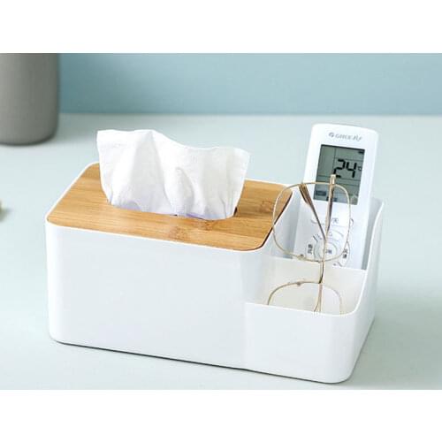 Wooden Plastic Tissue Box Solid Wood Bamboo Covered Towel Case Napkin Holder Case Simple Stylish Remote Control Storage Box