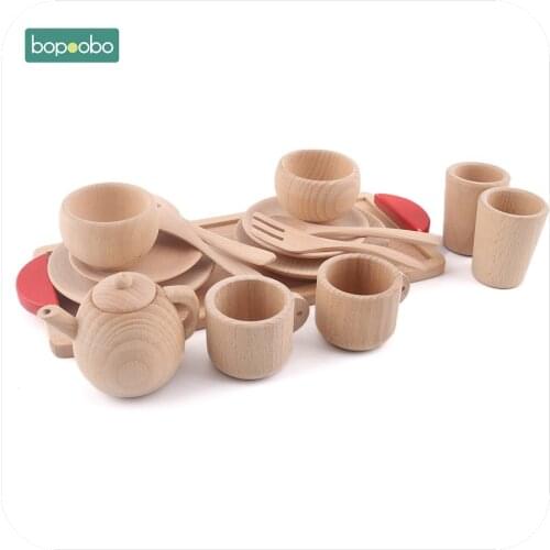 Wooden Cutlery Pretend Play Tea Set Wooden Educational Activity Fruit Cut Kitchen Food Toy Inspired Wooden Baby Toys