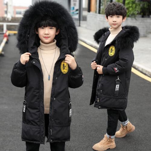 5-14T Childrens' Jacket Parkas Coat For Boys For Winter 2020 New Fashion Big Fur Collar Thick Warm Padded Jackets High Quality