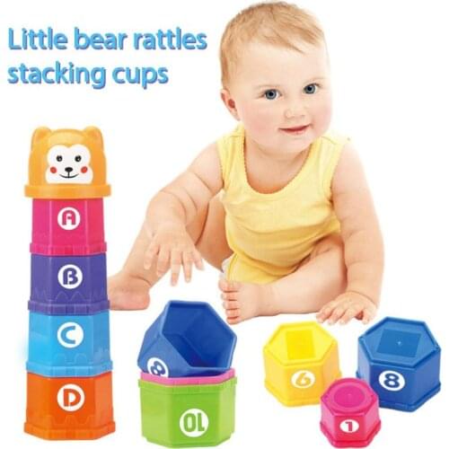 Childrens Educational Fun Bear Building Blocks Stacking Cups Alphanumeric Hexagon Playing Water Bath Toy Leisure Toys