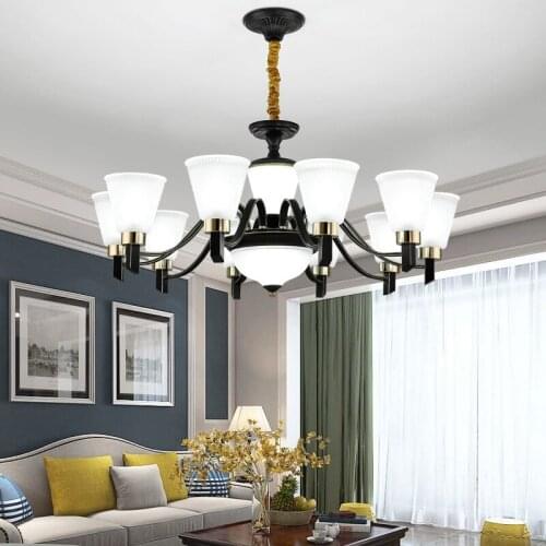 European black / white lamp body E27LED chandelier Residential & commercial premises Lighting fixture