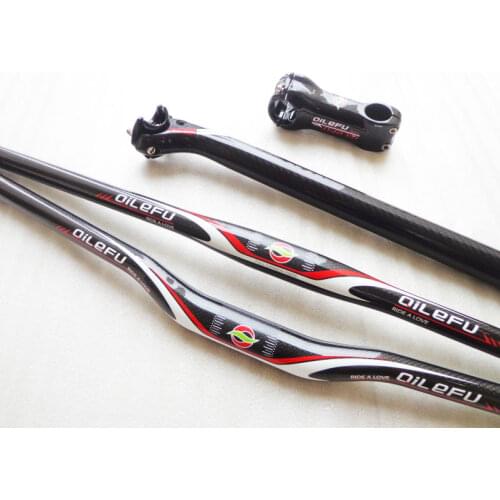 2018 Newest QILEFU Mountain bike 3K full carbon fibre seatpost Road carbon bicycle handlebar carbon stem MTB parts set Free ship