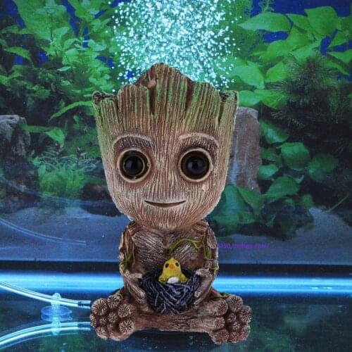 Aritificial Groot Tree Baby Aquarium Decoration Cute Tree Plant Action Figure Bubble Aquarium Ornament Decor For Fish Tank