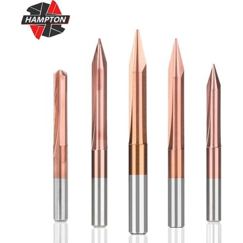 3.175mm Shank Two Flutes Straight V Bit 20-90 Degrees 3D Milling Cutter TiCN Coated Double Flutes Straight V Engraving Tools