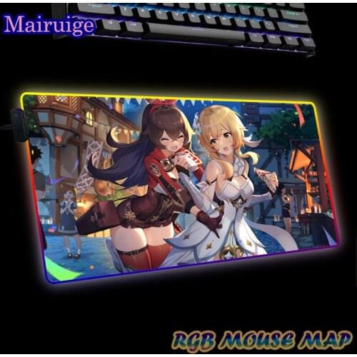 Genshin Impact Gamer Mousepad Natural Rubber Non-slip 80x30 Large Mousepad Two-dimensional Desktop Decoration Table Mat for Csgo