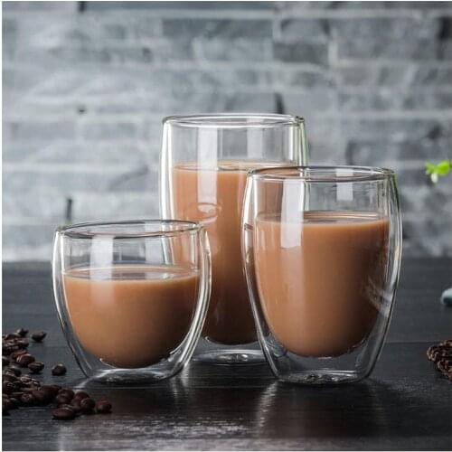 Classic Glass Cups Double Wall Coffee Mugs Tea Mug Milk Lemon Juice Cup Kitchen Gadget Decoration