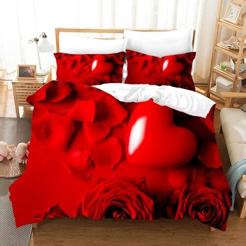 Red Rose Bedding Set King Size Quilt Cover Modern Romantic Flowers Print Quilt For Lover No Bed Sheet Nordic Duvet Cover