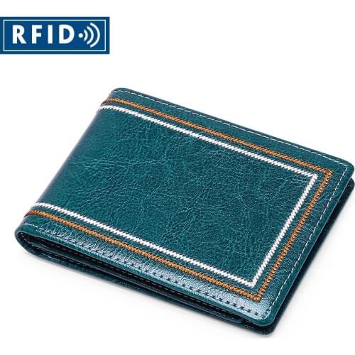 Rfid Woman Wallet Genuine Leather Money Clip Lady Card Holder Slim Card Wallets Driver License Card Case Coin Pocket Cartera