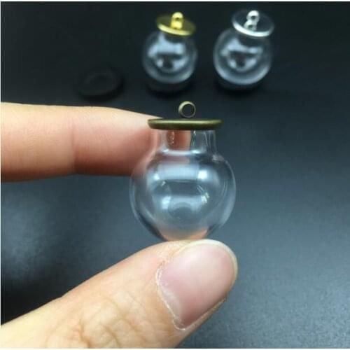 10set 20*12mm round hollow glass globe ball with silver/bronze/gold setting orb glass vials pendant glass bottle jewelry pendant