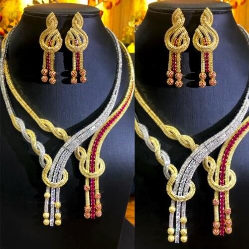 Missvikki New Trendy Romantic Chokers Jewelry Set For Noble Women Wedding African Dubai Bridal Jewelry Set Dance Party Show