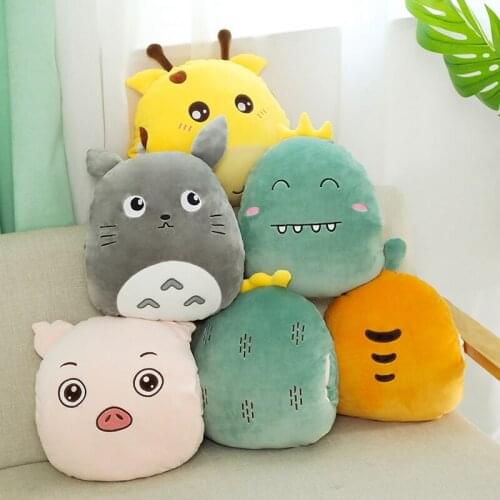 Multifunction Animal Dinosaur Cat Husky Plush Hand Warm Soft Fruit Carrot Cactus Stuffed Doll Nap Pillow Sleeping Cushion