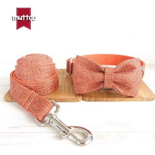 MUTTCO durable pet puppy collar THE ORANGE SUIT individual customized dog collar leash set pet products 5 sizes UDC069