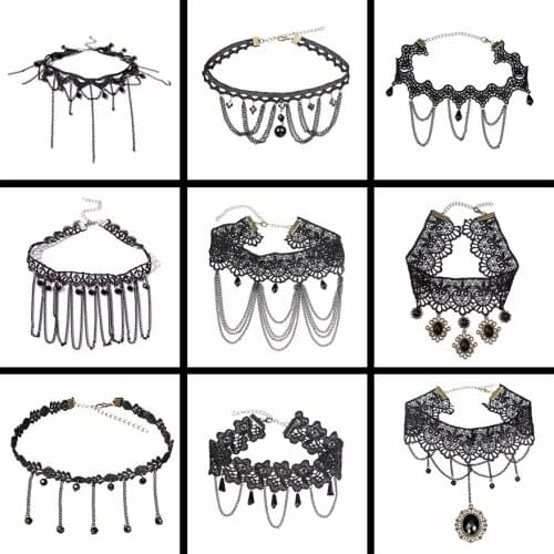 Charms Ladies Vintage Victorian Gothic Elegant Collar Lace Necklace Pendant Steampunk Chokers for Women