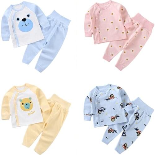 Autumn Baby Boys Girls Clothes Sets Cute Toddler Girl Clothing Long Sleeve Tops + High Waist Pants Outfits Cotton Baby Pajamas
