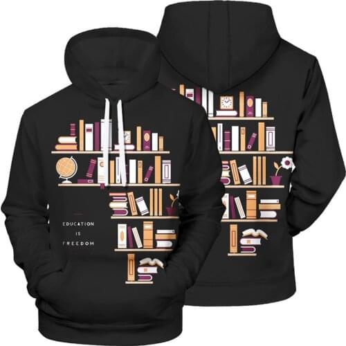 Personalized Design Book Full-body 3D Digital Printing Hooded Fashion Casual 3D Pattern