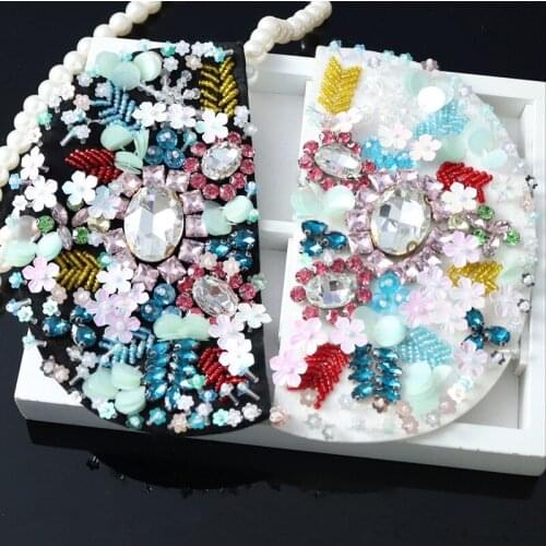 Hand made beaded semicircular cloth stickers applique diy accessories high grade decorative patch decals