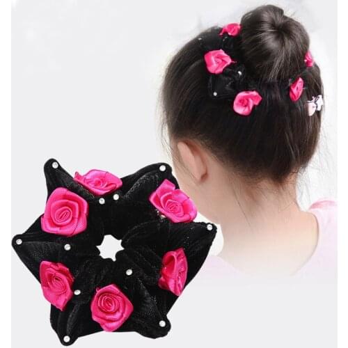 1Pc Hair Accessories Women Fashion Style Big Rose Flower Crystal Rhinestone Hair Bands Elastic Hair Rope Ring For Girls