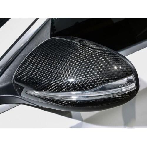 Real Carbon Replacement Style Mirror Cap Cover For Mercedes W205 W213 W238 W222 W253 C253 Gloss Black CF Riew Car Covers Light