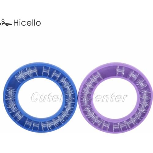Rubber Bobbin Storage Ring + 20pcs Plastic Bobbins Sewing Spools Purple/Blue Sewing Machine Spools Gel Case Storage Box Hicello