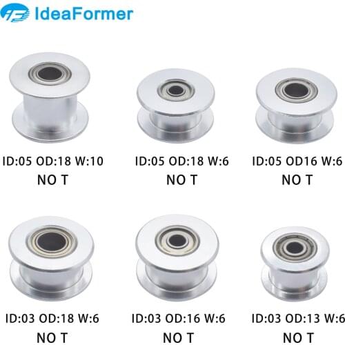 5pcs GT2 Idler Timing Pulley Bore 3&5mm OD 13/16/18mm for Width 6&10mm belt without tooth I3/MK2.5/MK3S/FDM 3D Printer Parts