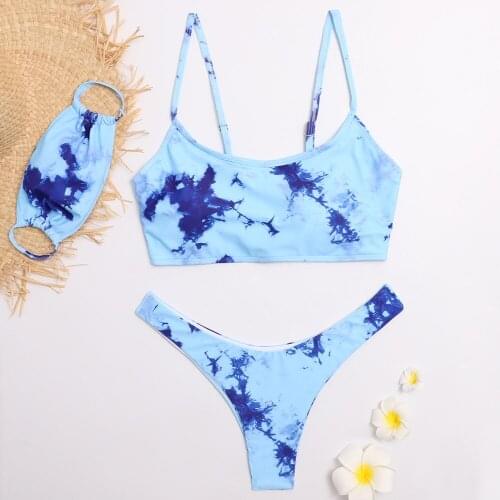 Thong Bikini 2021 Women Sexy Swimsuit With Mask Cheap Push Up Swimwear Female Swimming Suit