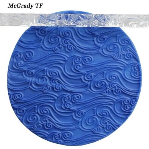 Sea Wave Shape Acrylic Rolling Pin Texture Embossing Acrylic Rolling Pin Sea Wave for Sugar Craft Fondant Cake Tools