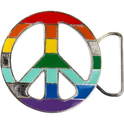 Outdoor Casual Belt Buckle Round Colorful Smooth Buckle Military Belt Buckle Metal Mens Belt Buckle Peace Sign Belt Buckle