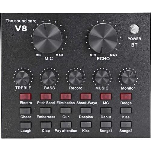 V8 Sound Card Audio USB External Card Headset Microphone Webcast With Bluetooth 5.0 Personal Entertainment Streamer for PC Phone