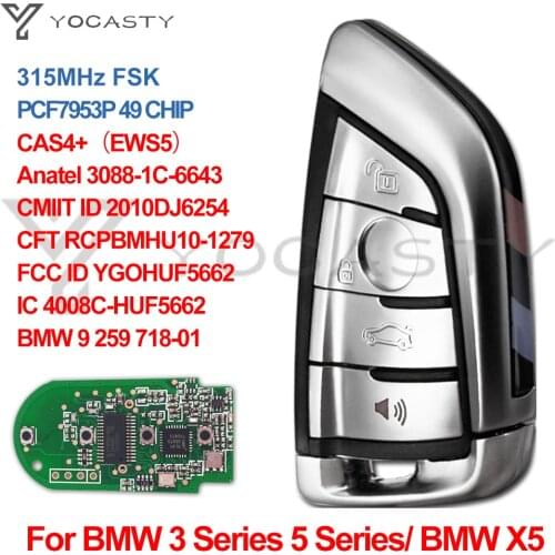YOCASTY 4 Button with Uncut Insert Smart Card YGOHUF56 Keyless Entry CAS4 FEM System Remote Car Key For BMW F 5 7 Series