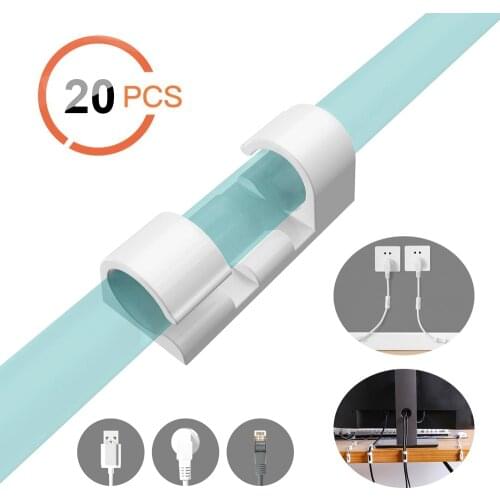 20Pcs Line Cable Clips Self Stick Wire Organizer Buckle Clamp Clip Manager Cord Holder Data Line Bobbin Winder With 3M Glue