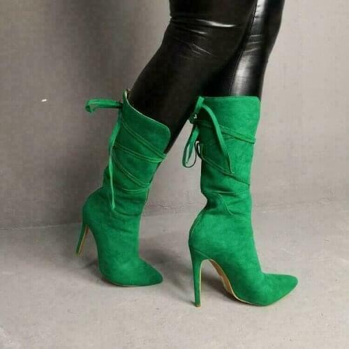 Elegant Pointed Toe Stiletto Heel Ladies Spring Autumn Mid-Tube Womens Boots Comfortable Breathable Fashion Simplicity