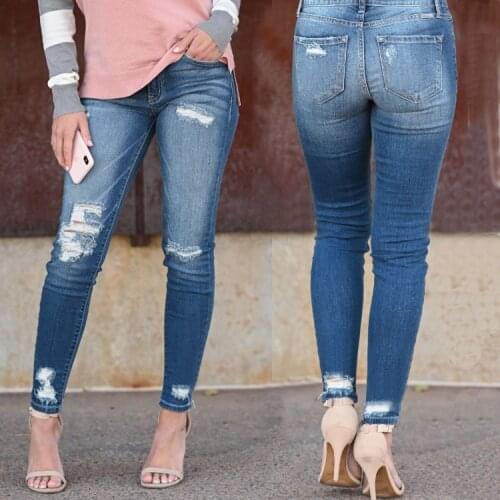 Ladies Jeans Slimming Fringed Denim Trousers Womens Trousers Denim Jeans for Women