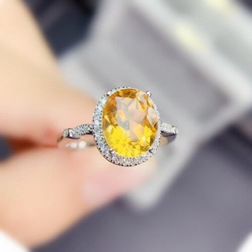 Natural real citrine ring Free shipping 8*10mm 2.4ct gemstone 925 sterling silver Fine jewelry Women rings J215262
