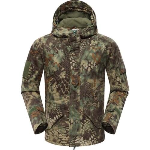 Winter Men Women Tactical Camouflage Jacket Windproof Camping Jacket Outdoor Fleece Keep Warm Hooded Coat Climbing Windbreaker