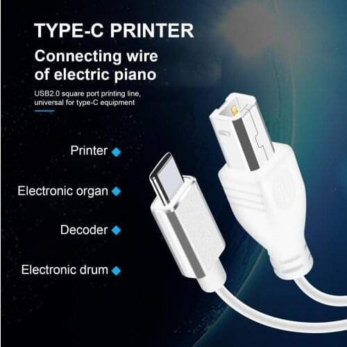 1m/2m/3m High Speed White 480Mpbs USB 2.0 Type-C Printer Data Cable Scanner Cord For Musical Devices Printer