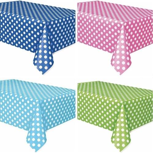 1pcs Disposable Plastic Tablecloth Polka Dot Rectangle Table Covers Birthday Wedding Anniversary Party Event Decoration Supplies