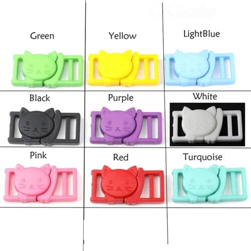 10pcs~100pcs Color 3/8"(11mm)Buckle Cat Head Safty Break away Plastic Cat Collar Paracord Webbing Apparel Accessories