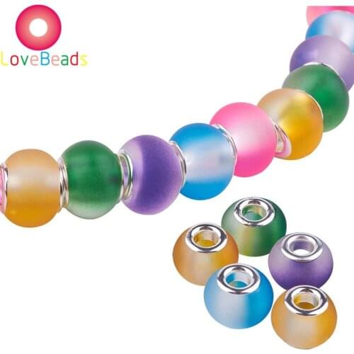 10Pcs Color Matte Glass Large Hole Spacer Bead Rondelle Crystal Craft Lampwork Beads Fit for Pandora Bracelet Making Wholesale