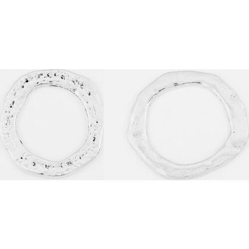 2PCS Antique Large Open Hammered Round Circle Charms Pendants Connectors for Necklace Making Jewelry Findings