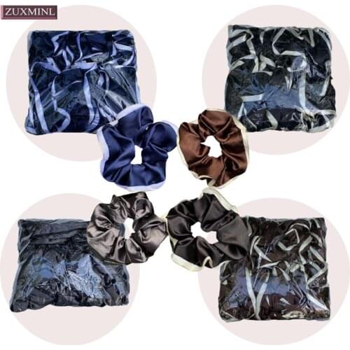 20pcs/lot Elegant Big Satin Scrunchie With Lace For Women Elastic Silk Hair Band Girl Oversized Hair Tie Rope Headwear Wholesale