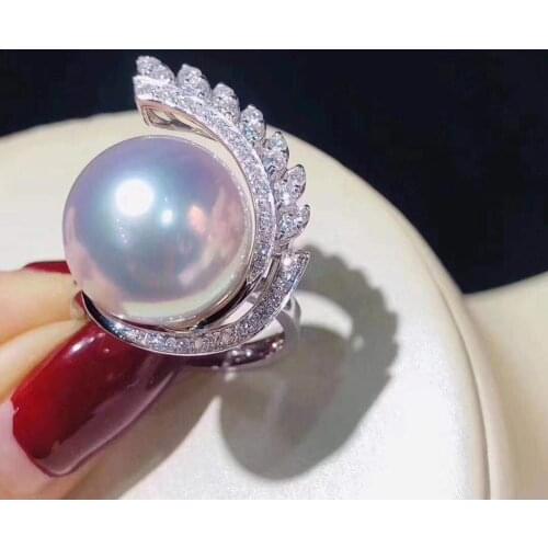 3Pcs/Lot Shinning Leaf Design Pearl Rings Holder S925 Sterling Silver Rings Holder Women DIY Adjustable Rings Accessory