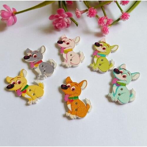 50Pcs/lot dog Shape buttons Fashion Bulk Mixed Wooden Button Craft Accessories Decorative Buttons Handmade Scrapbook