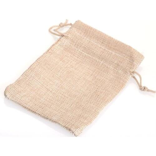 50pcs/lot New Mini Wedding Ring Jewelry Packing Pouch Jute Pouch Linen Hessian Hemp Drawstring Gift Packaging Bag