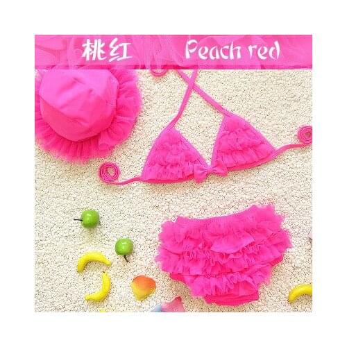 7colors Sweet Lace 0-24 month Baby Girl Swimwear +Cap, Toddler Swimsuit Baby Bikini Two Piece Infantil Bathing Tutu For Babies