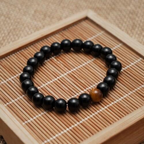 8mm Vintage Black Natural Stone Beads Couple Bracelets Men Women Transparent Bead Yoga Elastic Bracelets Lady Jewelry Gift