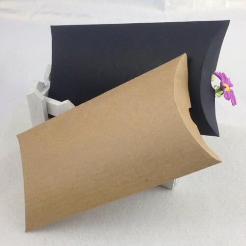 Free shipping 12.5x8x2cm Kraft paper Gift box Pillow Shape Boxes Jewelry box 100PCS/Lot Accept Custom Logo