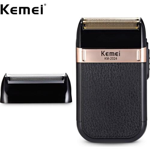 KM-2024 Rechargeable Cordless Reciprocating Dual Network Electric Shaver for Men Face Beard Hair Body Electric Razor Machine USB