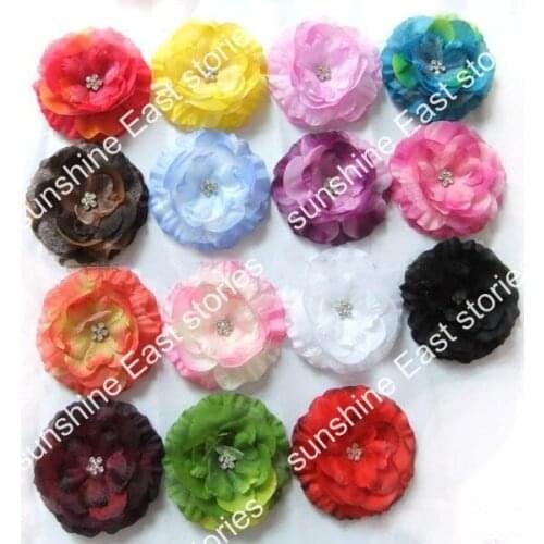 Wholesale~8.5cm Boutique Flowers Jewel Center Flower Hair Bow Seam drilling flowers, simulated diamond flat back 200ps