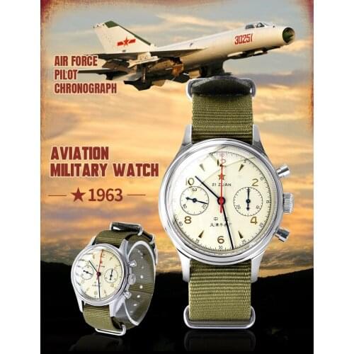 Pilot 1963 Watch Military Tough Guy Watch Mechanical Retro Personality Sports Air Force Chronograph Classic Business Star Clock